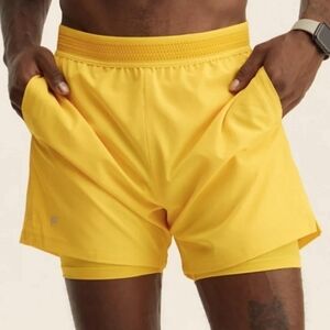 Fabletics Fundamental Lined Shorts Activewear Sweat Wicking Yellow